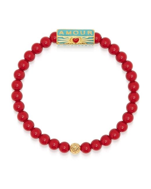 Nialaya Amour Perlenarmband in Red für Herren