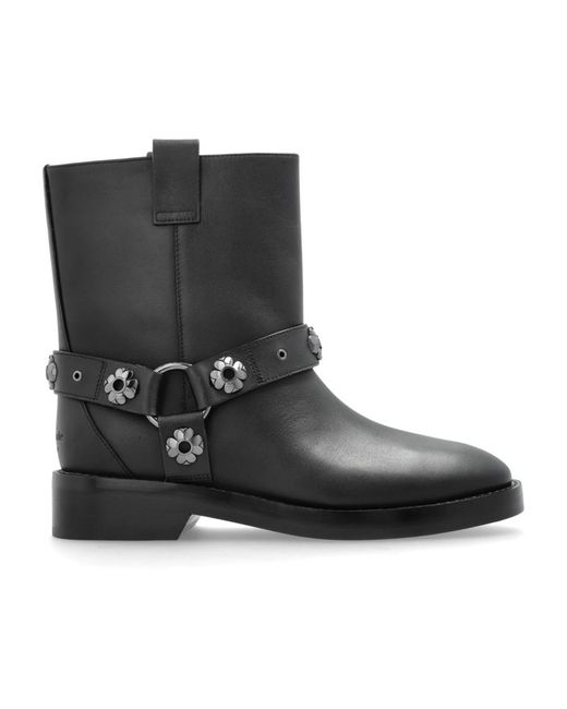 Kate Spade Black Lederstiefeletten Mit Applikationen