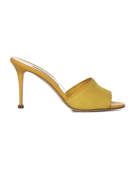 Manolo Blahnik Yellow Heeled Mules