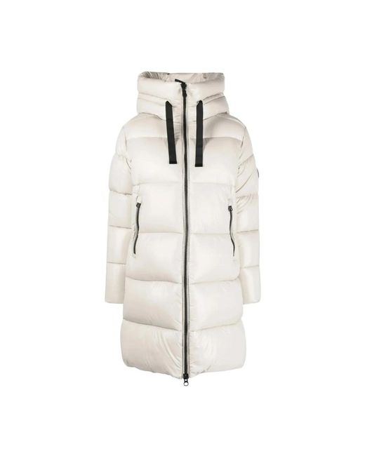Save The Duck White Isabel Hooded Coat