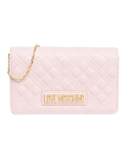 Love Moschino Pink Geldbörse mit magnetverschluss und logo