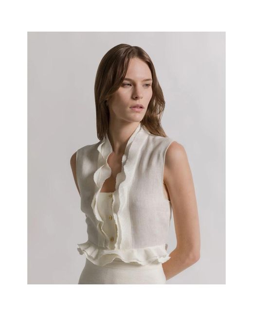 Alberta Ferretti White Sleeveless Tops