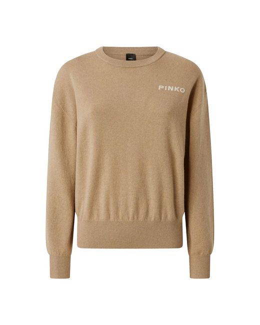 Pinko Brown Round-Neck Knitwear