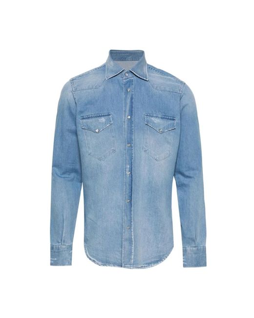 Sartorio Napoli Blue Denim Shirts for men