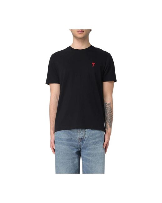 AMI Basic T-Shirt Met Korte Mouwen in het Black voor heren