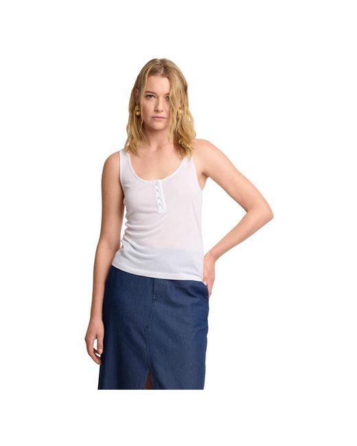 Kocca Tops ,Wit ,Klassiek Zomers Topje in het Blue