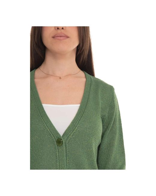 Pennyblack Green Kurze strickjacke mit knöpfen und lurex