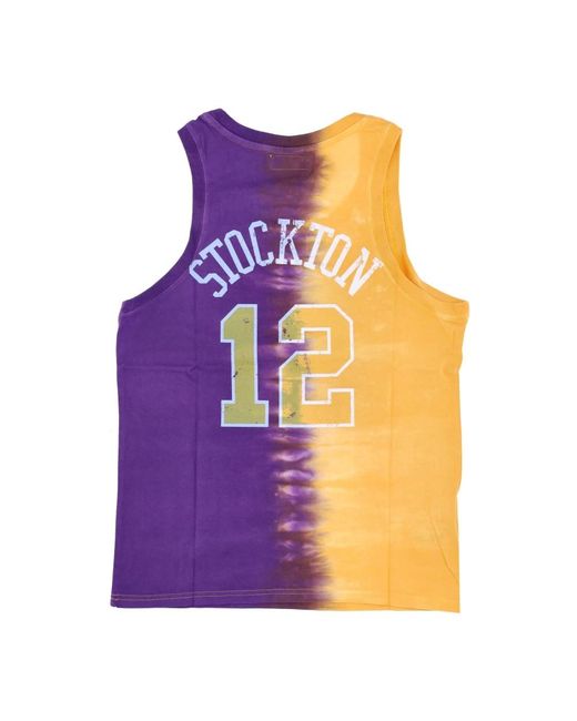 Mitchell & Ness Fitness ,Veelkleurig ,Katoen Utah Jazz Tie Dye Tank Top in het Purple voor heren