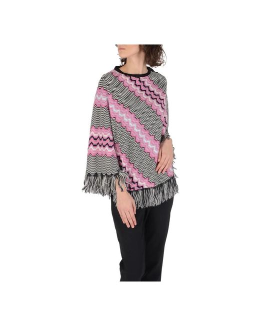 Missoni Jassen ,Veelkleurig ,Poncho Met Italiaans Vakmanschap in het Pink