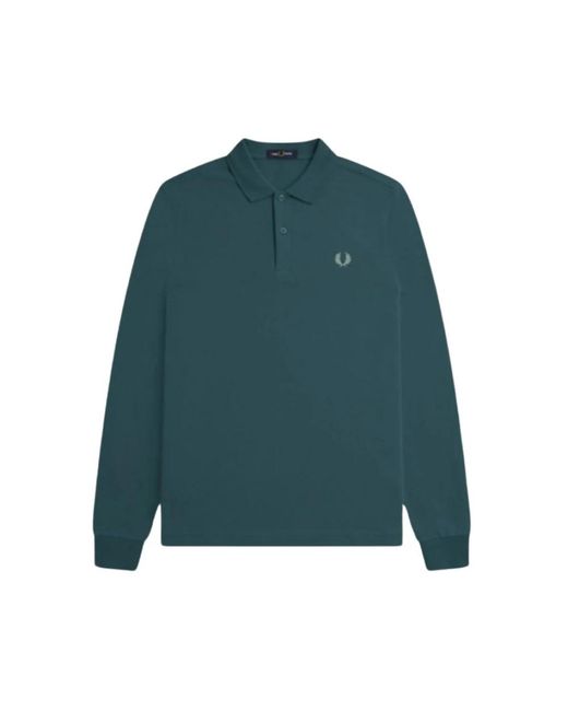 Fred Perry Tops ,Groen ,Katoen Polo Shirt Met Lange Mouwen in het Green voor heren