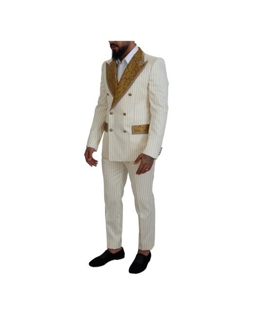 Dolce & Gabbana Natural Double Breasted Suits for men