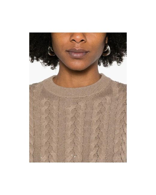 Round-Neck Knitwear Brunello Cucinelli en coloris Natural