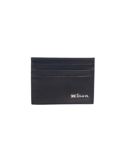 Kiton Accessoires ,Zwart ,Leer Leren Creditcardhouder in het Blue voor heren