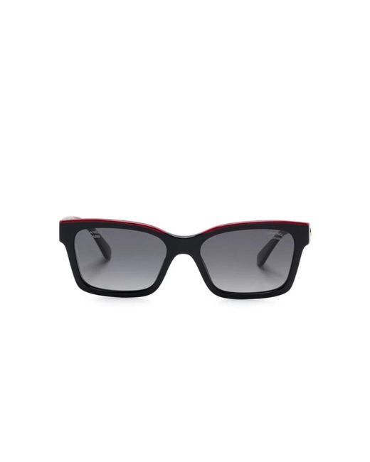 Chanel Black Eckige Sonnenbrille