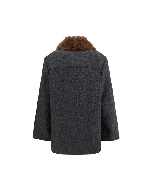 Prada Double-Breasted Caban in het Black