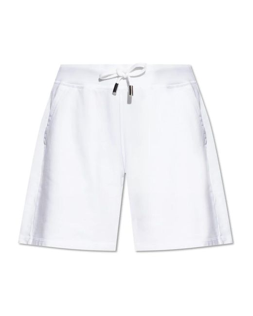 DSquared² Korte Broeken ,Wit ,Katoen Katoenen Shorts Met Geprint Logo in het White