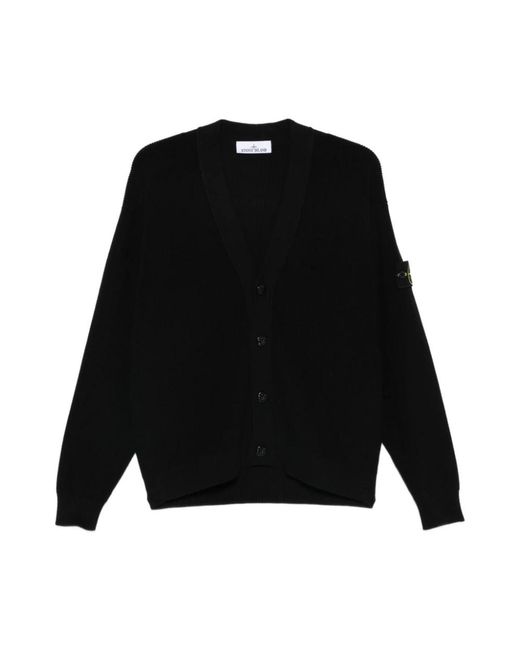 Stone Island Truien & Vesten ,Zwart ,Katoen V-Hals Cardigan in het Black voor heren