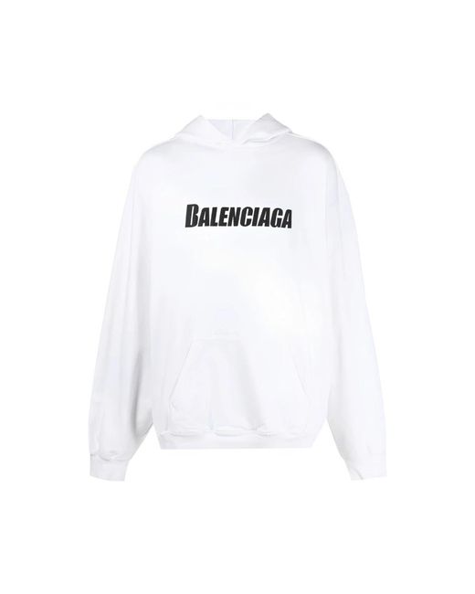 Balenciaga Script Logo Crew Sweat in het White voor heren