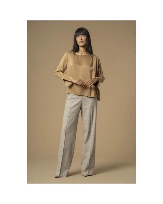 Kocca Overhemden ,Bruin ,Zijdezachte Lange Mouwen Blouse in het Natural