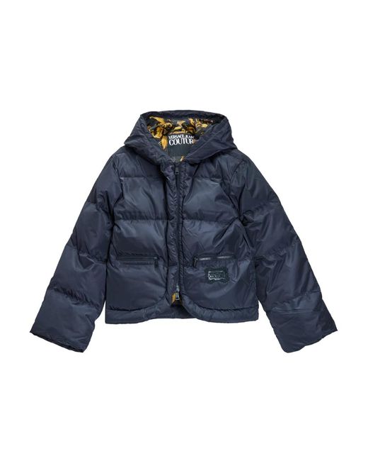 Versace Jeans Couture Jassen ,Zwart ,Polyester Piumino Corto Interno Baroque in het Blue