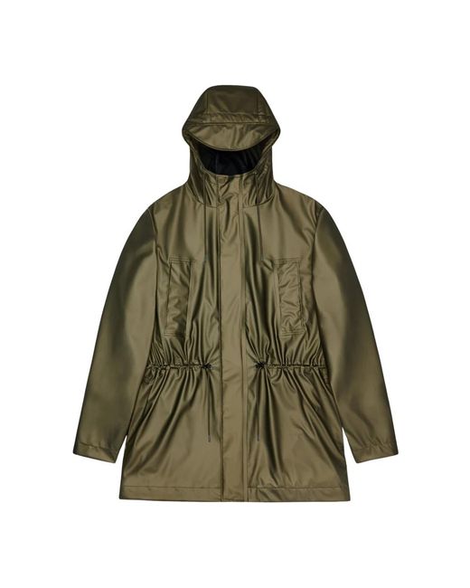 Rains Jassen ,Bruin ,Bold Long Jacket Waterdichte Regenjas in het Green
