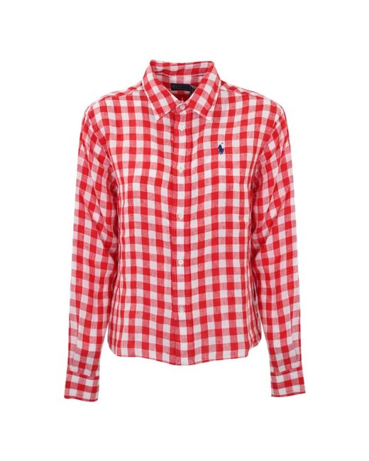 Camisa roja de lino manga larga cierre de botones Ralph Lauren de color Red