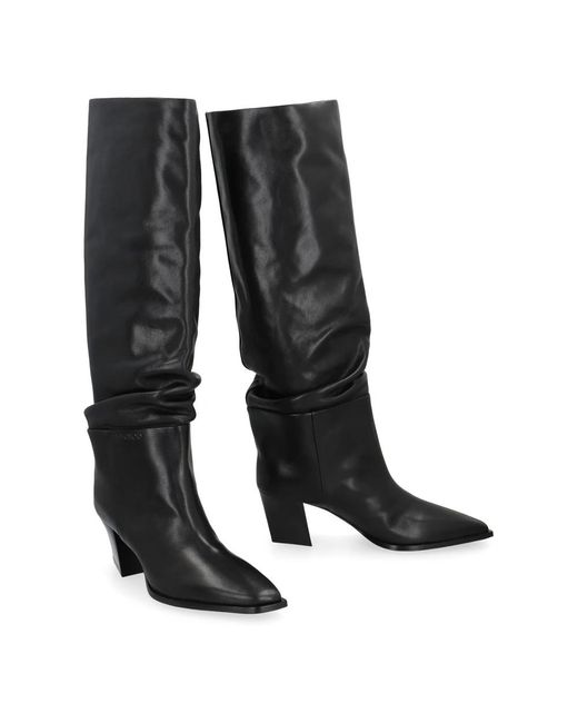 Jimmy Choo Black Hart 60 Leather Knee-High Boot