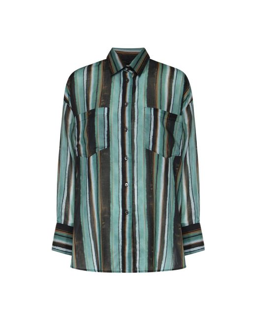 Pinko Overhemden ,Veelkleurig ,Katoen Rieti Shirt in het Green