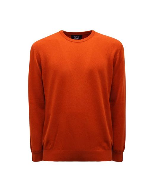 Alpha Studio Truien & Vesten ,Oranje ,Kasjmier Kasjmier Trui Tamarindo Model Stijlvol in het Orange voor heren