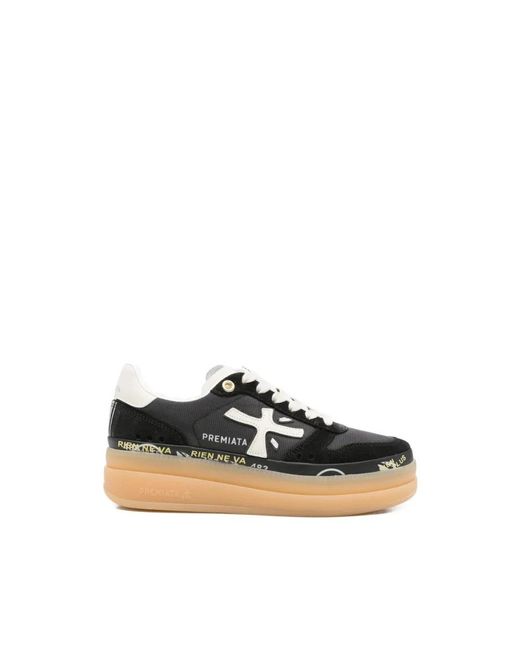 Premiata Black Micol Logo-Patch Sneakers