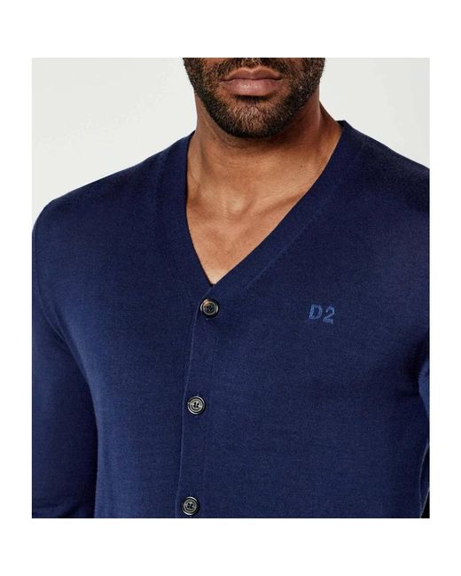 DSquared² Einfacher Cardigan Pullover in Blue für Herren