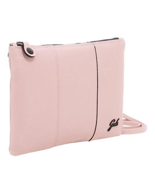Gabs Pink Schwarze Leder Umhängetasche Mit Rosenlogo