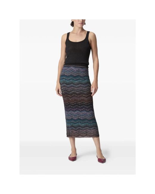 Missoni Rokken ,Veelkleurig ,Pailletten Midi Rok in het Blue