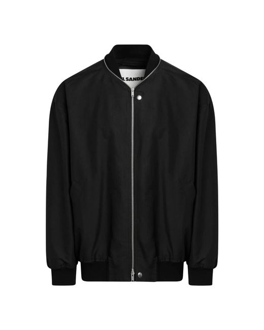 Jil Sander Black Zip Bomber Jacket for men