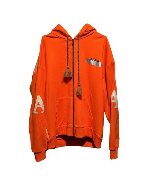 Al Ain Hoodies & Sweatvesten ,Oranje ,Katoen Arabische Elegantie Rits Hoodie Oranje in het Orange voor heren