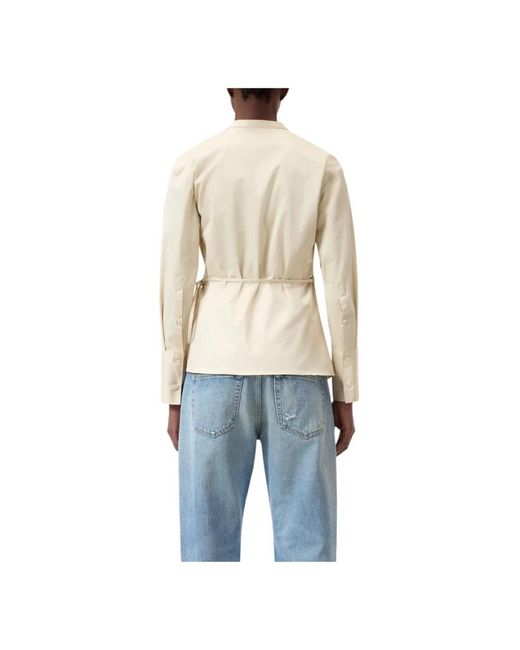 Closed Tops ,Katoen Omslagblouse Met Tailledetail in het Natural