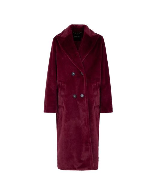 Marc Cain Red Flauschiger Mantel Mit Kragen