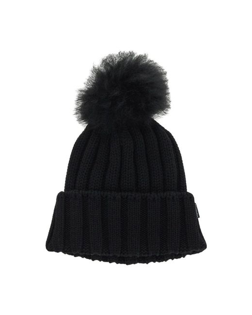 Woolrich Black Gemütliche pompom beanie mütze