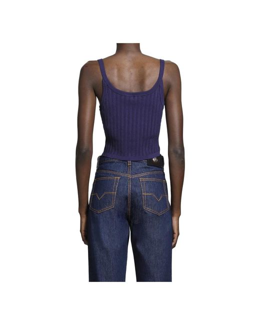 Versace Blue Sleeveless Tops