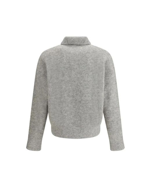 AMI Tops ,Grijs ,Wol Wollen Polotrui Met Geborduurd Logo in het Gray voor heren
