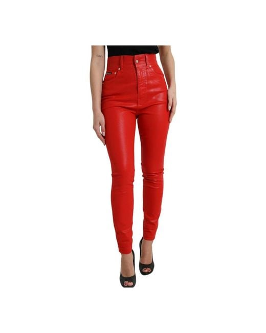Dolce & Gabbana Red Skinny Trousers
