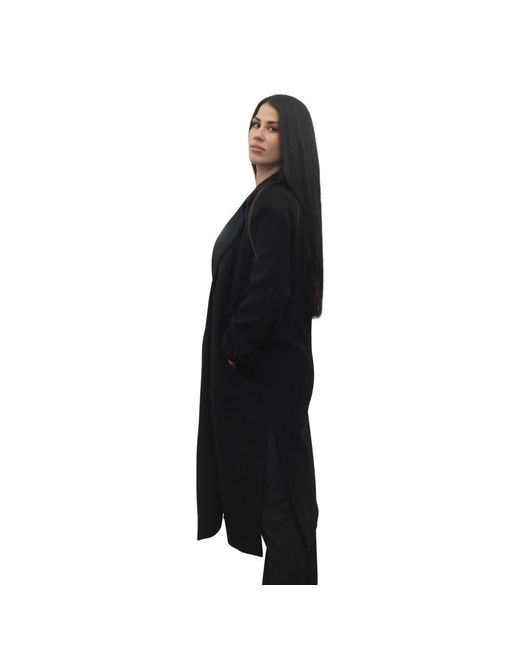 Marella Jassen ,Zwart ,Wol Shawl-Collar Lange Jas in het Black