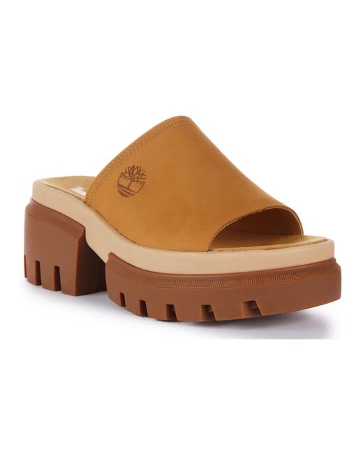 Timberland Brown Heeled Mules