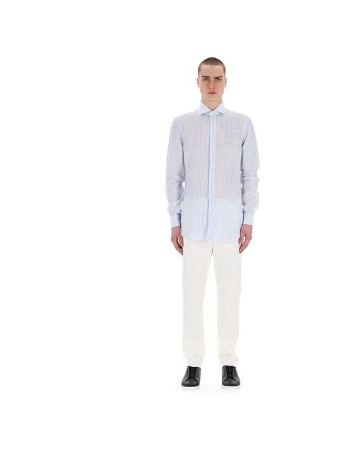 Barba Napoli Blue Casual Shirts for men