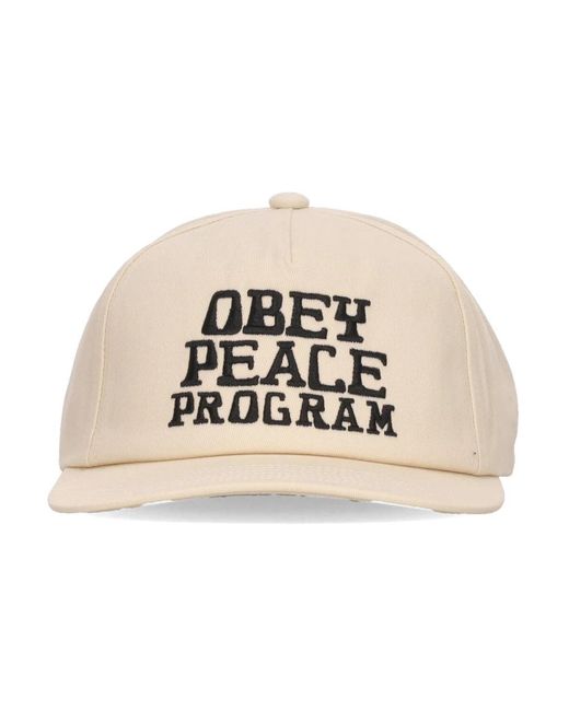 Obey Accessoires ,Katoen Gebogen Klep Snapback Pet in het Natural voor heren