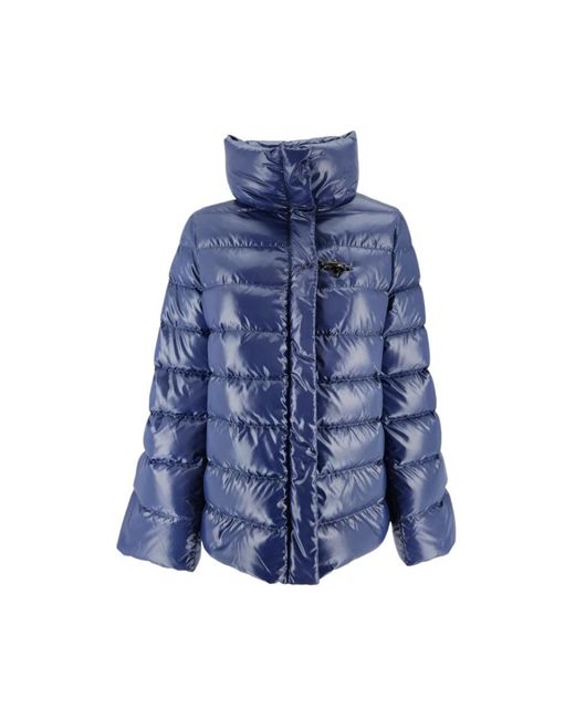 Fay Jassen ,Blauw ,Wol Blauwe Puffer Jas Met Haaksluiting in het Blue