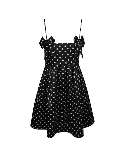 Ganni Black Mini Abito Bretellina Stampa Pois