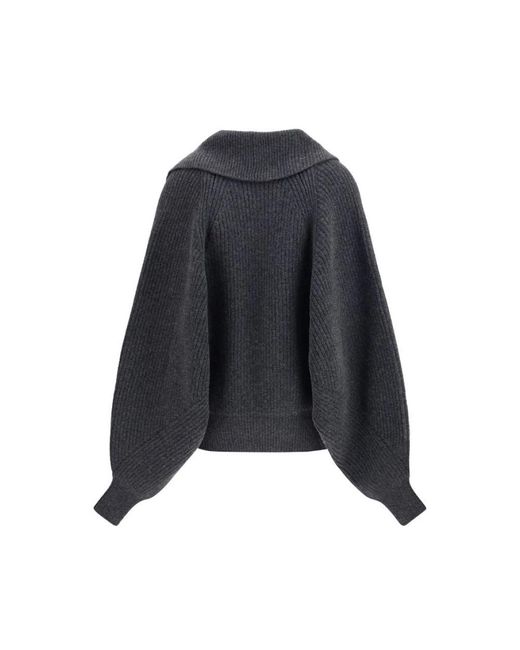 Balmain Black Oversized Wickel-Effekt Pullover