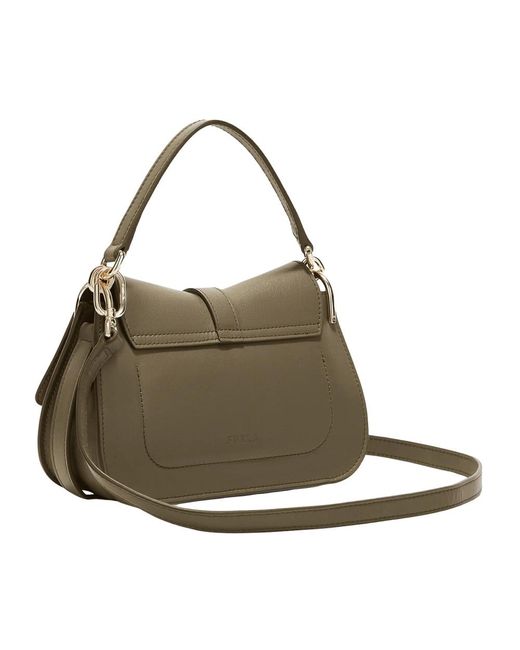 Furla Green Handbags,flow mini tasche mit bogenverschluss