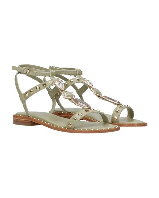 Ash Schoenen ,Groen ,Leer Leren Sandalen Met Studs in het Metallic